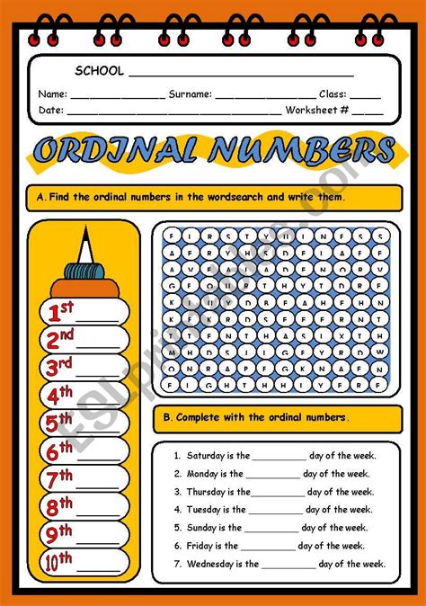 ordinal numbers worksheet|ordinal numbers in english exercises.